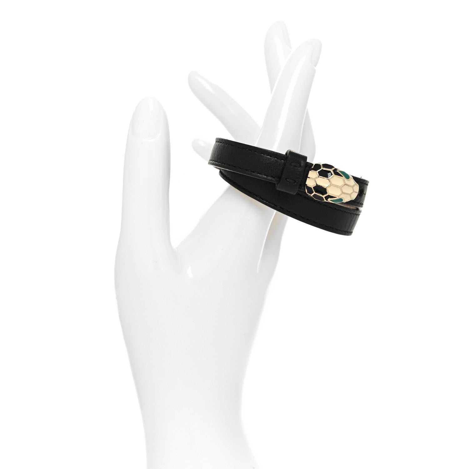 Bulgari Calfskin Serpenti Forever Double Coil Bracelet Black 2 of 5