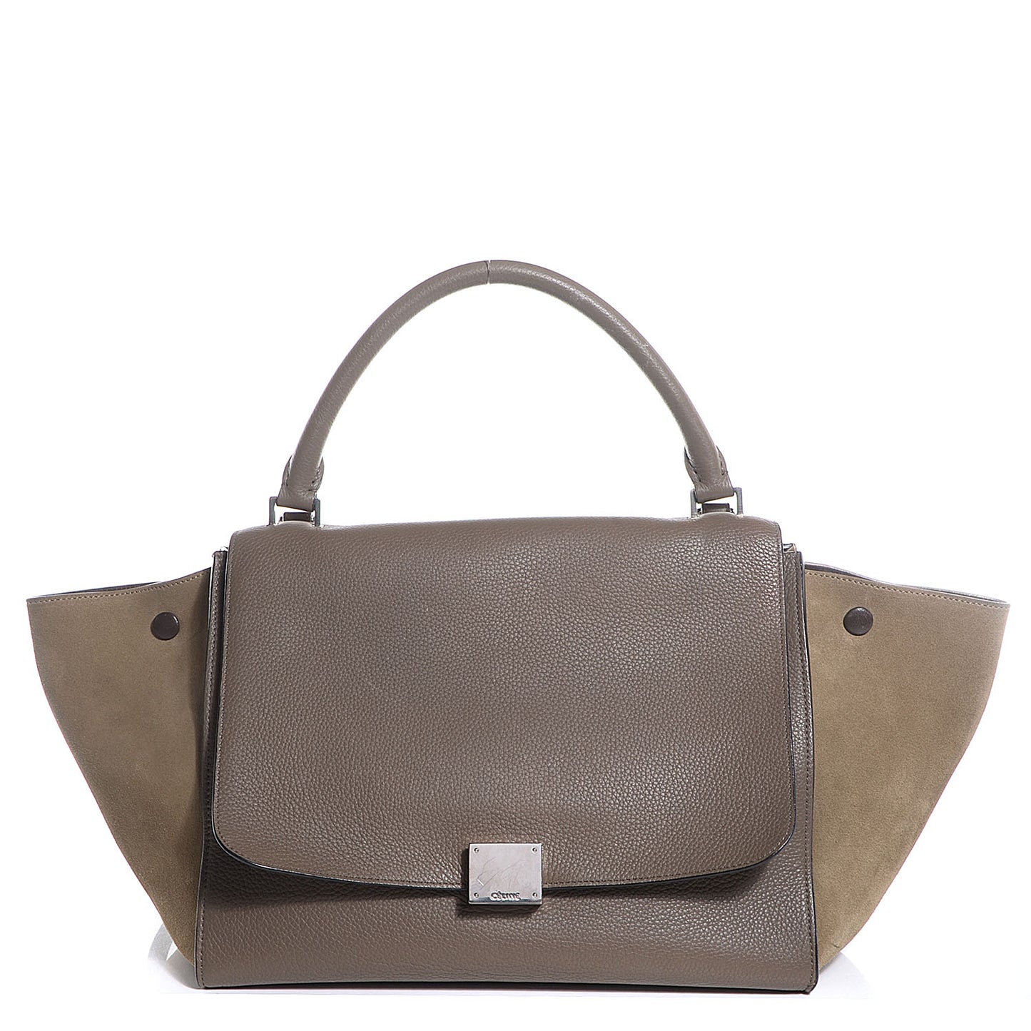 Drummed Calfskin Suede Medium Trapeze Taupe