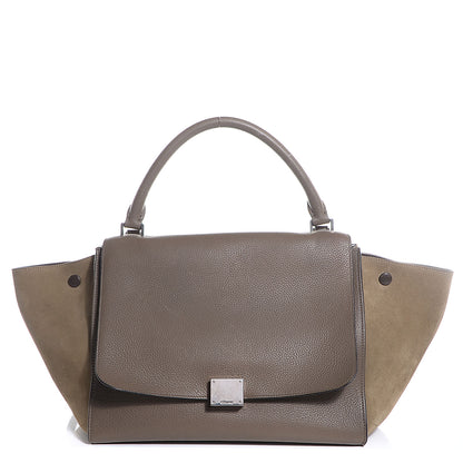 Celine Drummed Calfskin Suede Medium Trapeze Taupe 1 of 9
