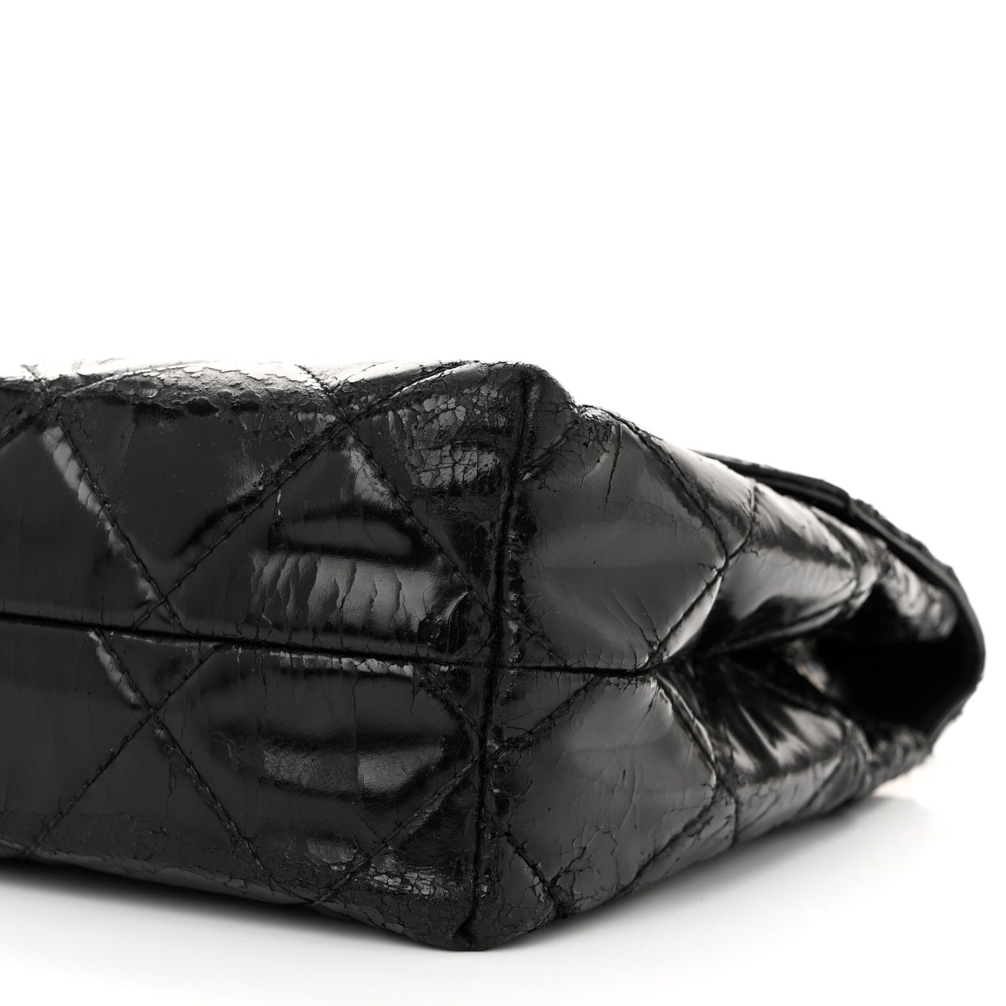 Vinyl Quilted In the Business Flap Bag Black