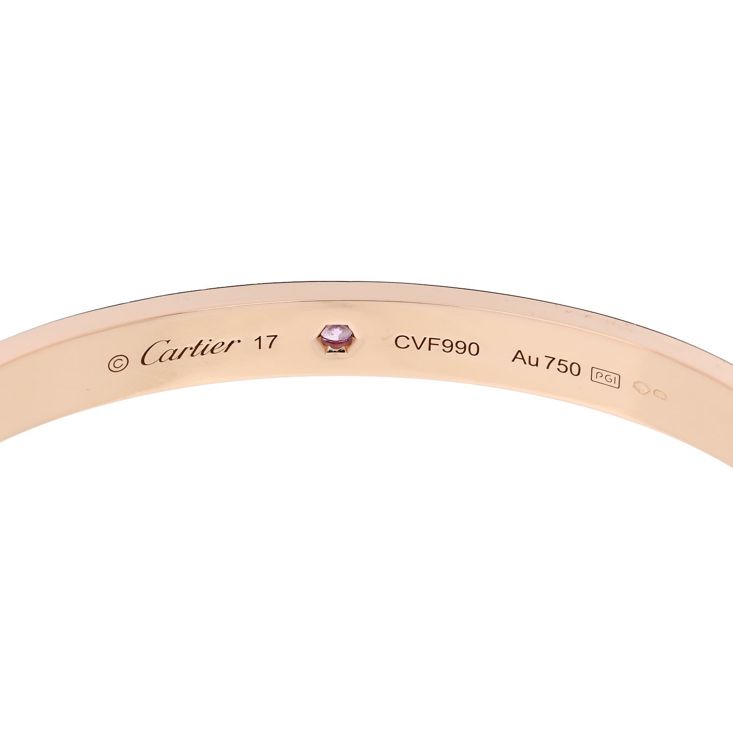 Cartier 18K Pink Gold Pink Sapphire LOVE Cuff Bracelet 17 3 of 3