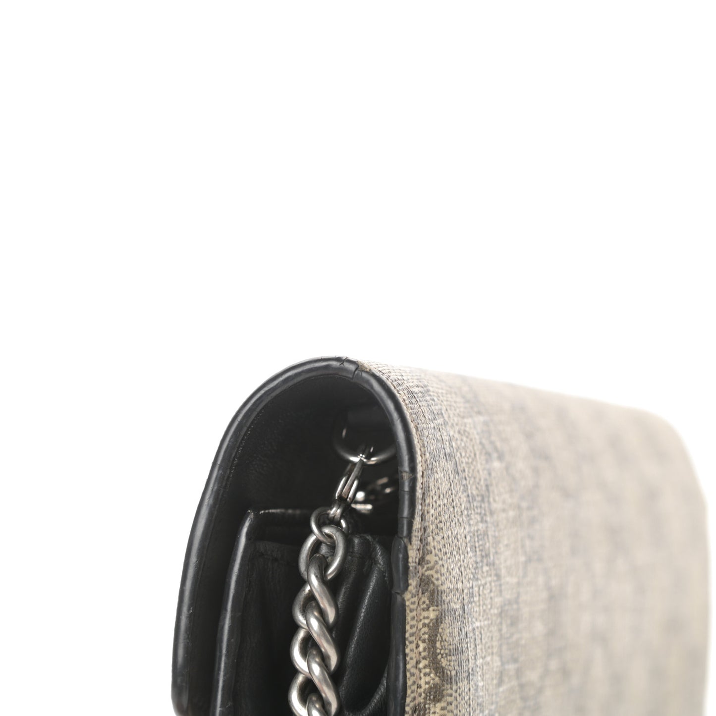GG Supreme Monogram Mini Dionysus Chain Wallet Beige Black