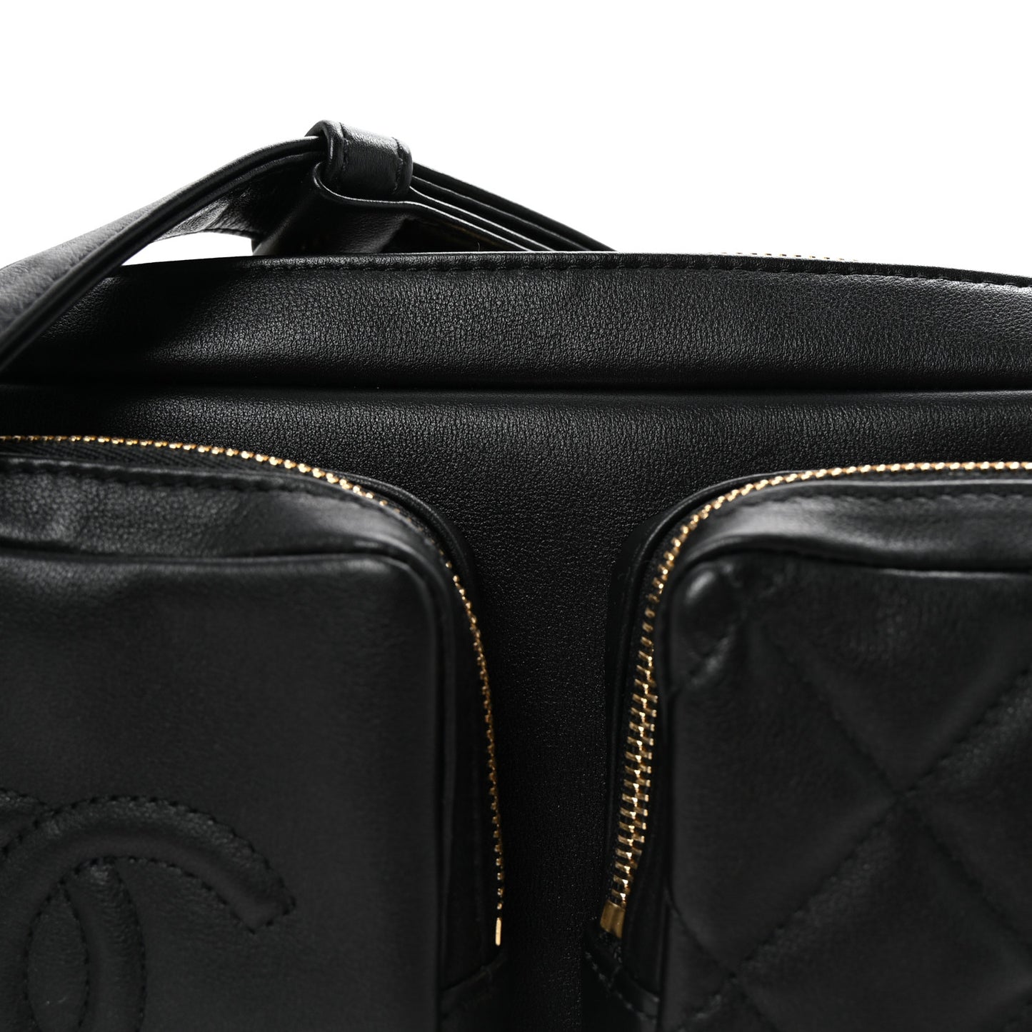 Calfskin Quilted Large Camera Case Black
