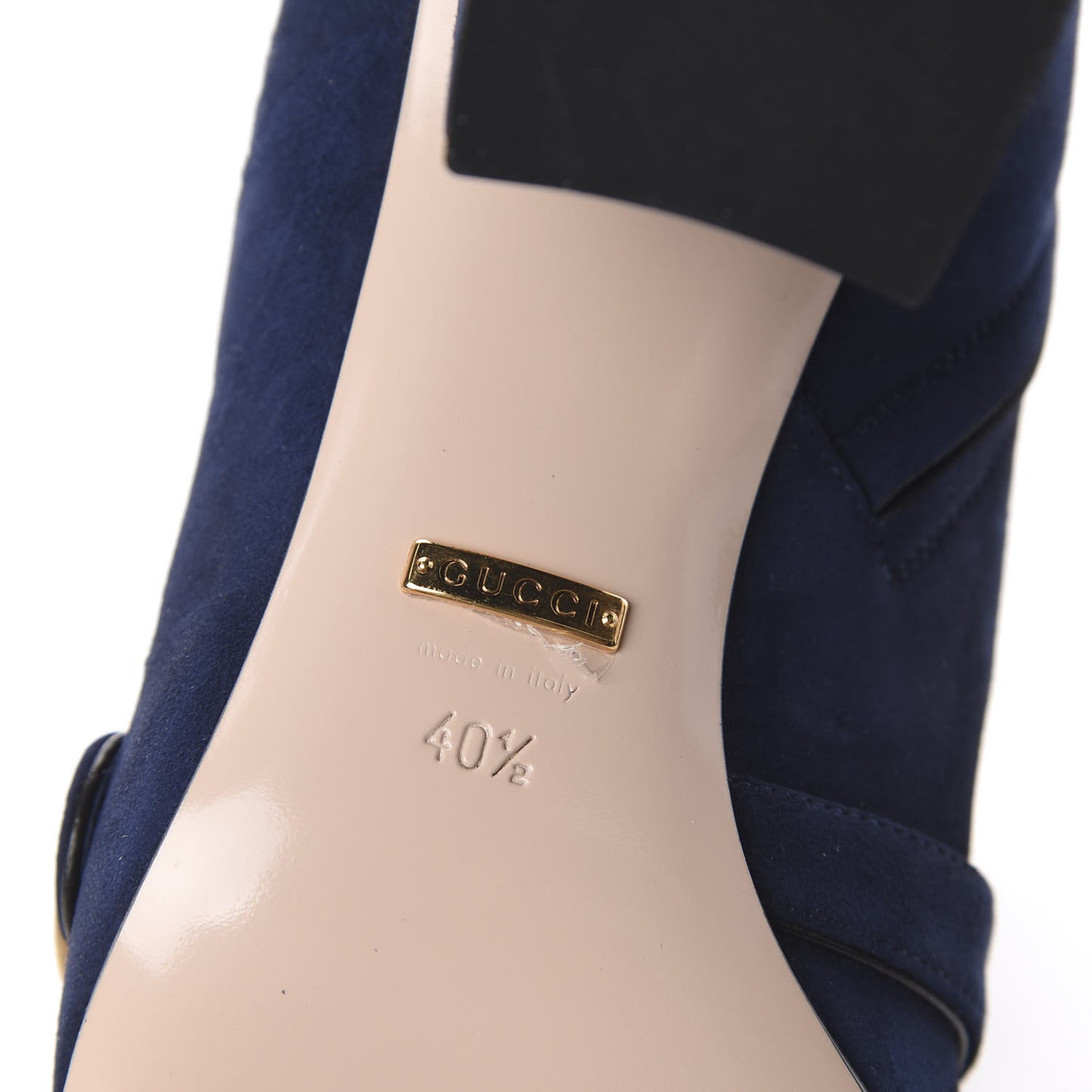 Kid Scamosciato GG Marmont Fringe 75mm Ankle Boots 40.5 Blue Ink