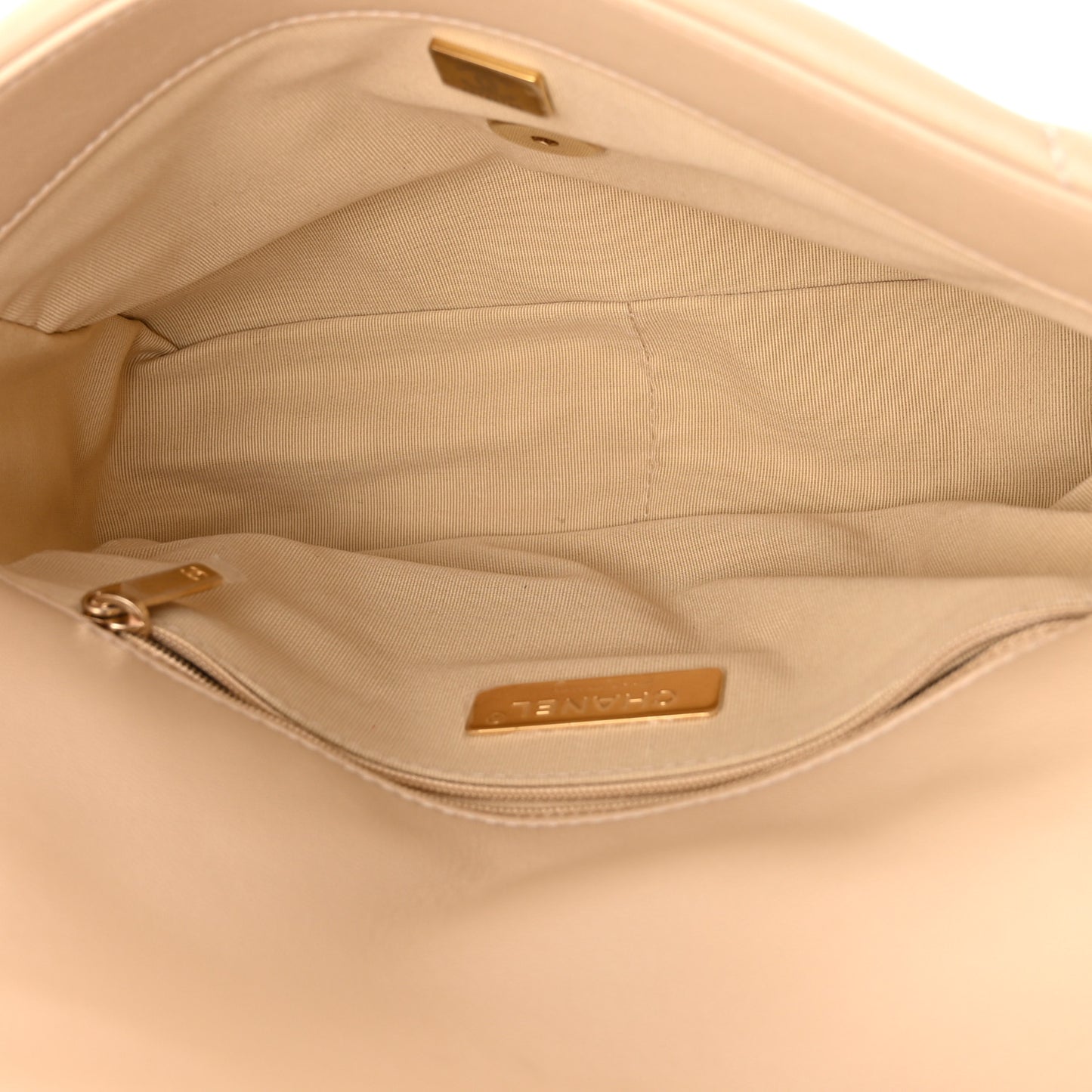 Lambskin Quilted Medium Chanel 19 Flap Beige