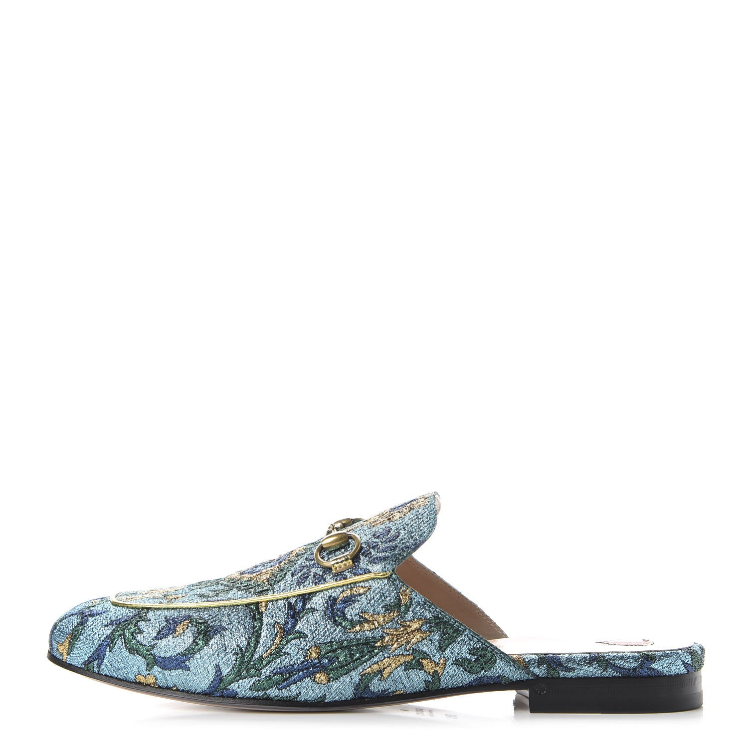 Gucci Iridescent Brocade Womens Princetown Slippers 38.5 Azure Multicolor Oro 1 of 10
