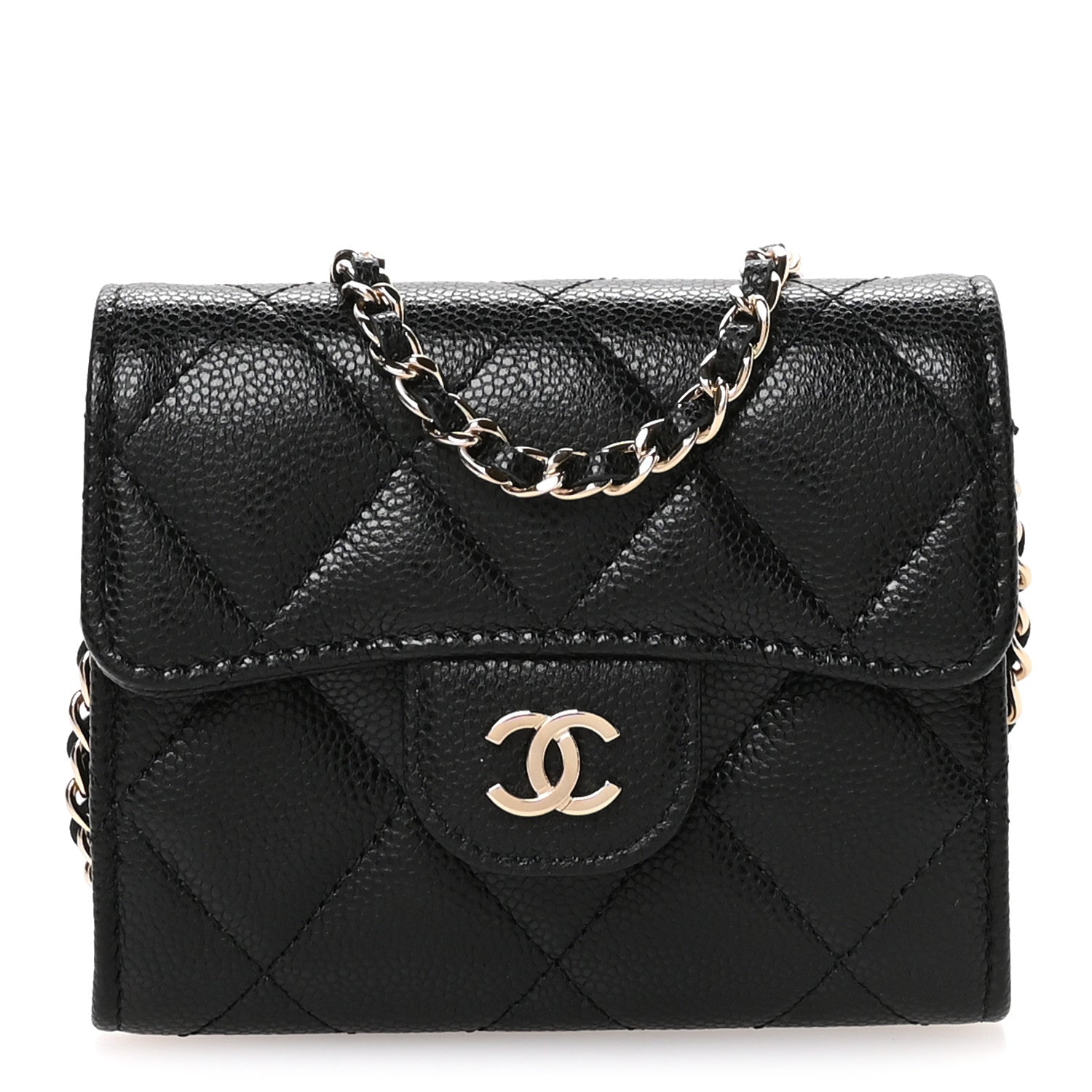 Chanel Caviar Quilted Flap Card Holder On Chain Black 1 of 11