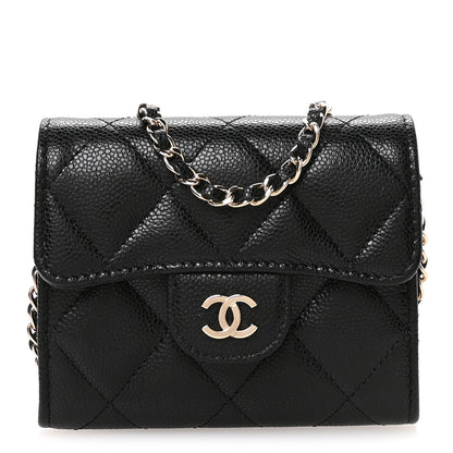 Chanel Caviar Quilted Flap Card Holder On Chain Black 1 of 11