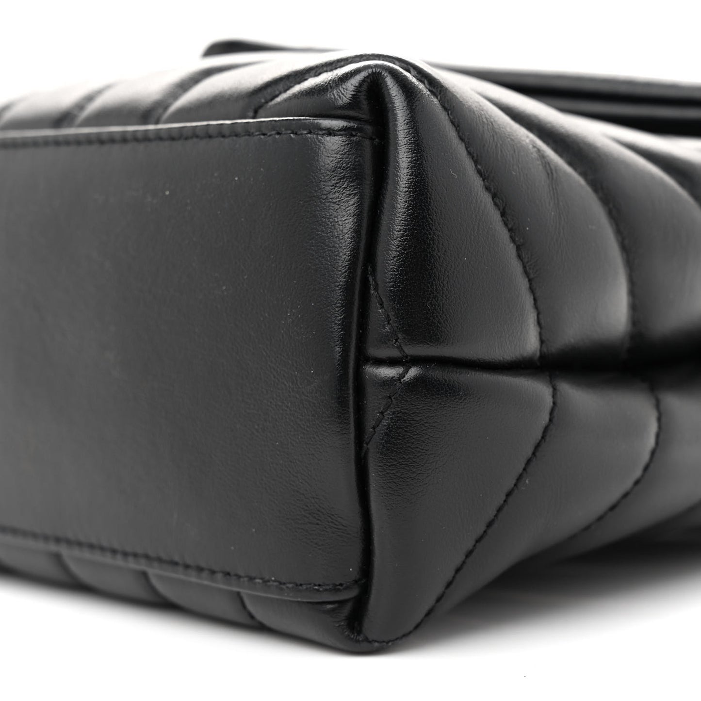 Calfskin Y Quilted Monogram Small Loulou Chain Satchel Black