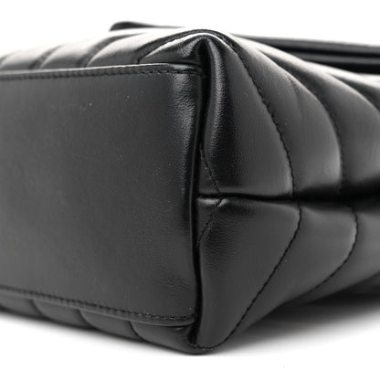 Saint Laurent Calfskin Y Quilted Monogram Small Loulou Chain Satchel Black 10 of 11