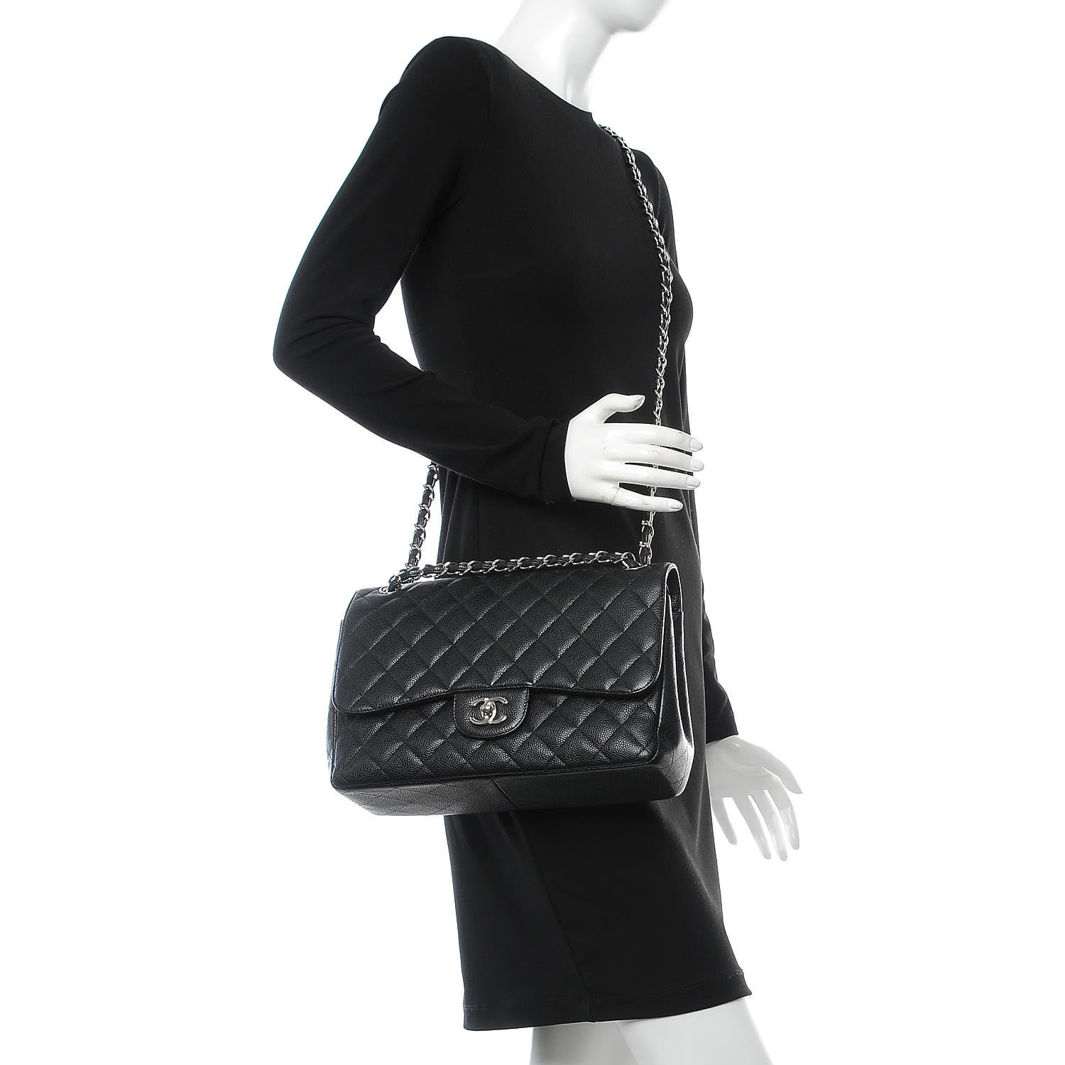 Chanel Caviar Quilted Jumbo Double Flap Black 2 of 10