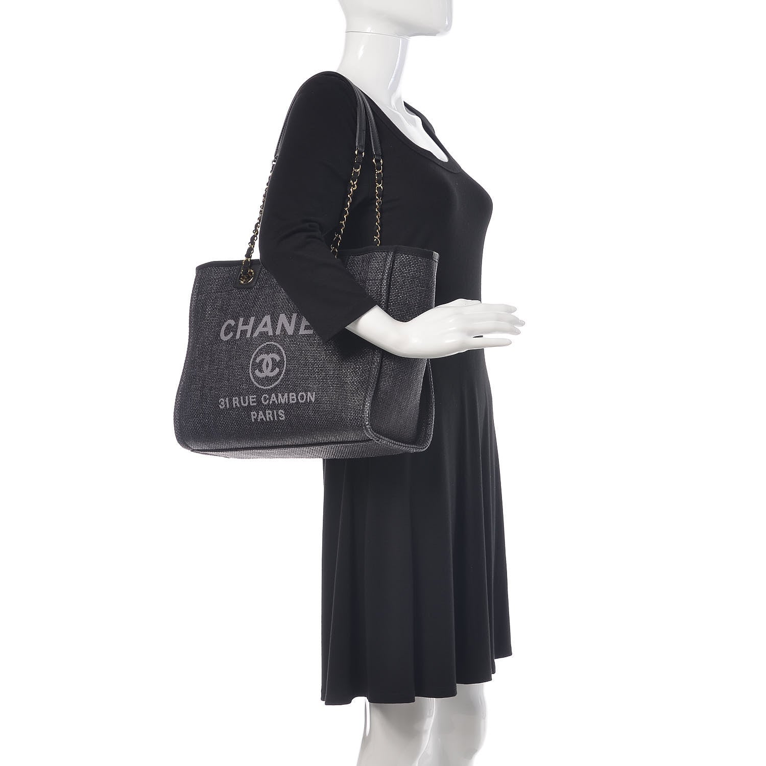 Chanel Woven Straw Raffia Small Deauville Tote Black 2 of 13