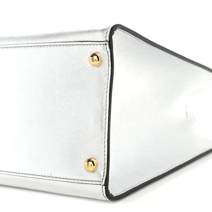Fendi Vitello Catalan Mirror Plexiglass Logo Embossed Medium Fendi Sunshine Shopper Tote Argento 9 of 9
