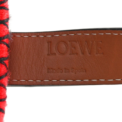 Loewe Embroidered Raffia Basket Tote Bag Natural Tan Red 6 of 9