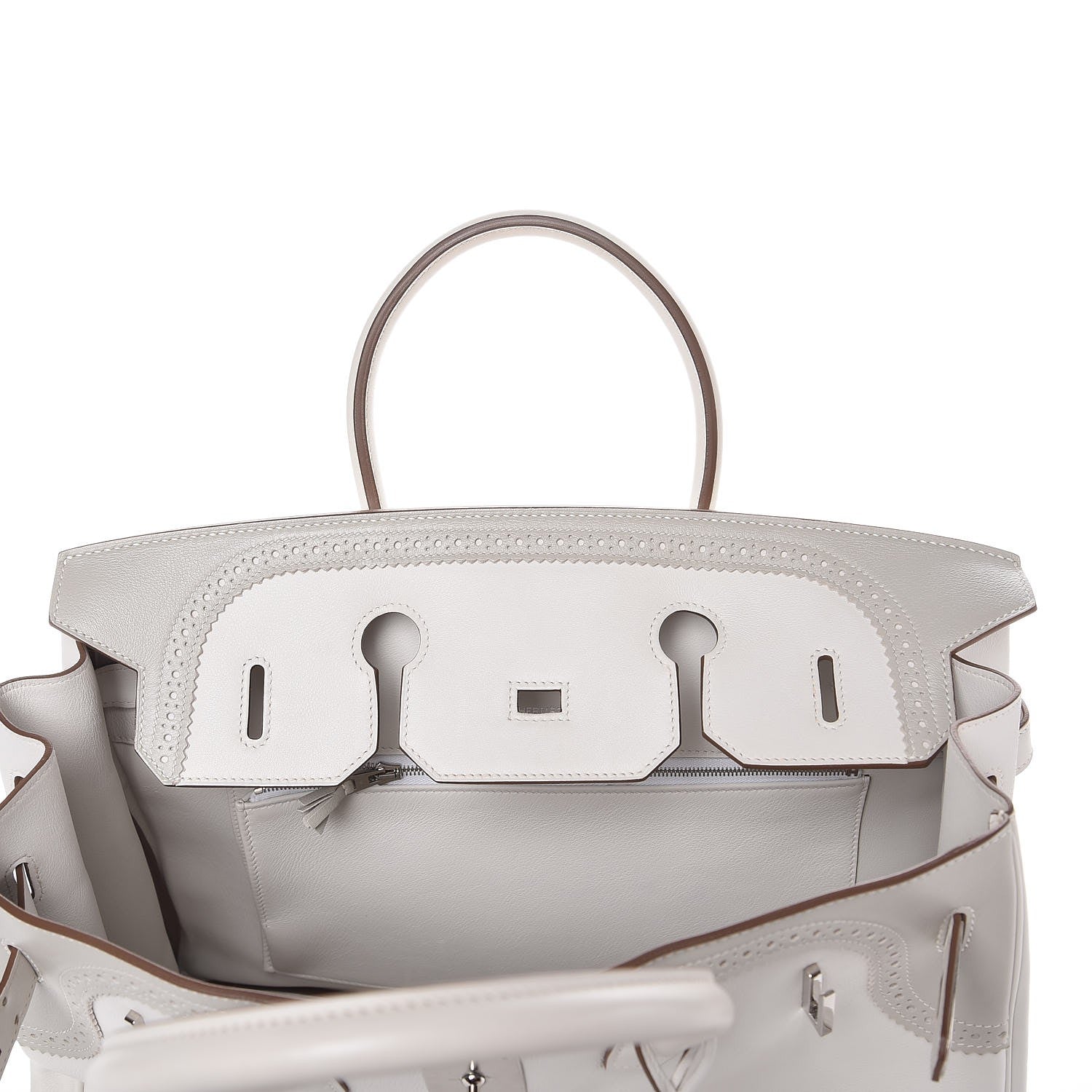 Hermes Swift Ghillies Birkin 35 White Gris Perle 13 of 34