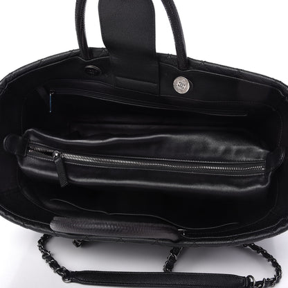 Chanel Caviar Lizard Quilted Large Coco Handle Shopping Tote Black 5 of 10