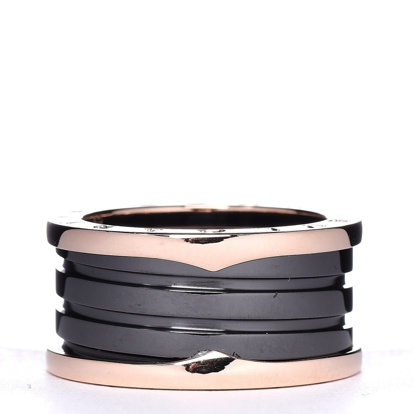 18K Rose Gold Black Ceramic B.Zero1 Four-Band Ring 59 8.75