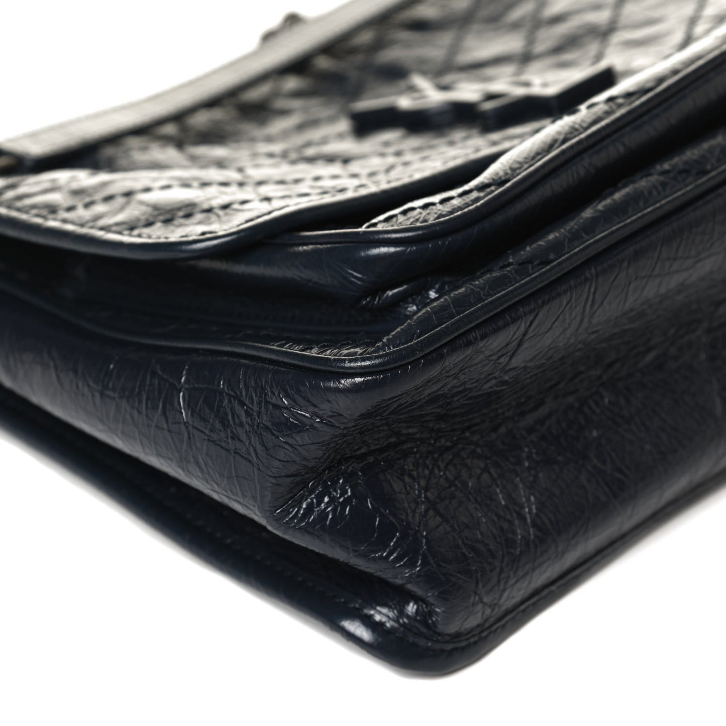 Crinkled Calfskin Matelasse Monogram Medium Niki Chain Satchel Dark Blue