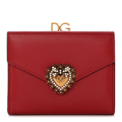 Dolce & Gabbana Smooth Calfskin Devotion Clutch Wallet Poppy Red 1 of 9