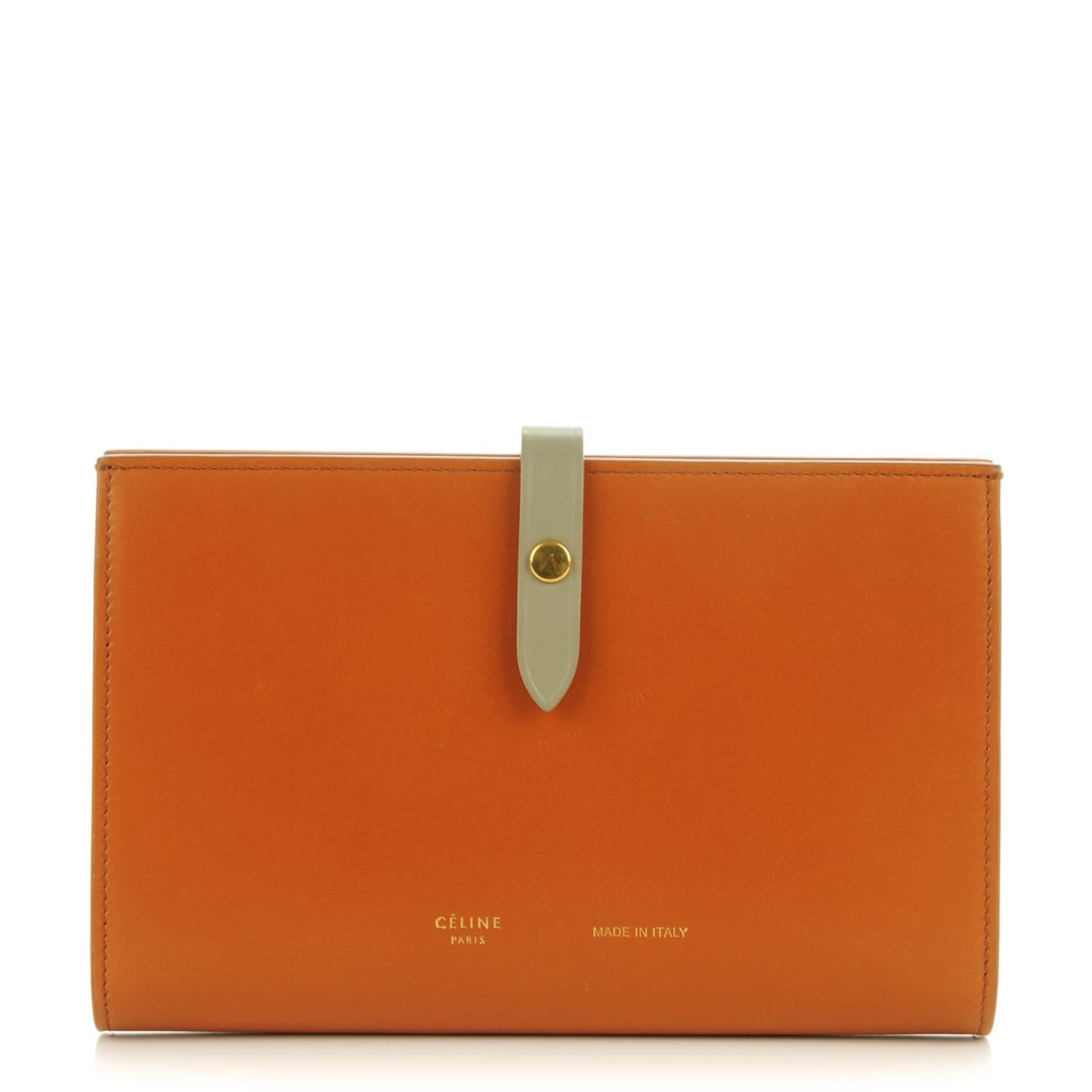 Shiny Calfskin Palmelato Large Multifunction Strap Wallet Tawny