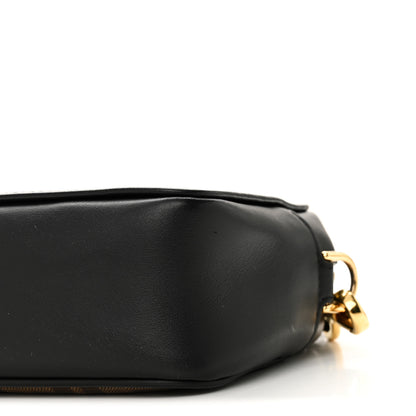 Fendi Glazed Fabric Vitello Century FF 1974 Stamp Patch Mini Camera Case Mogano Panna Black 10 of 10