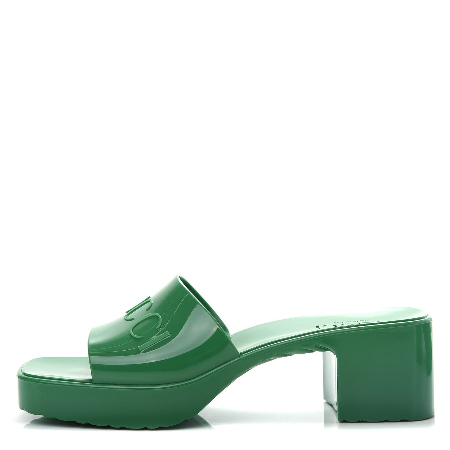 Rubber Gucci Logo Womens Platform 20/60mm Slide Sandals 37 New Shamarock