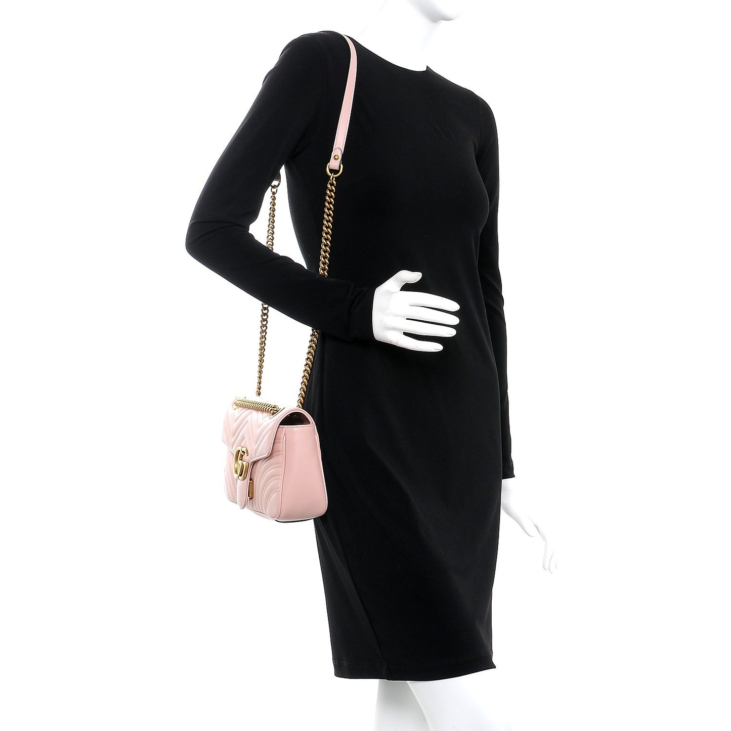 Calfskin Matelasse Small GG Marmont Shoulder Bag Perfect Pink