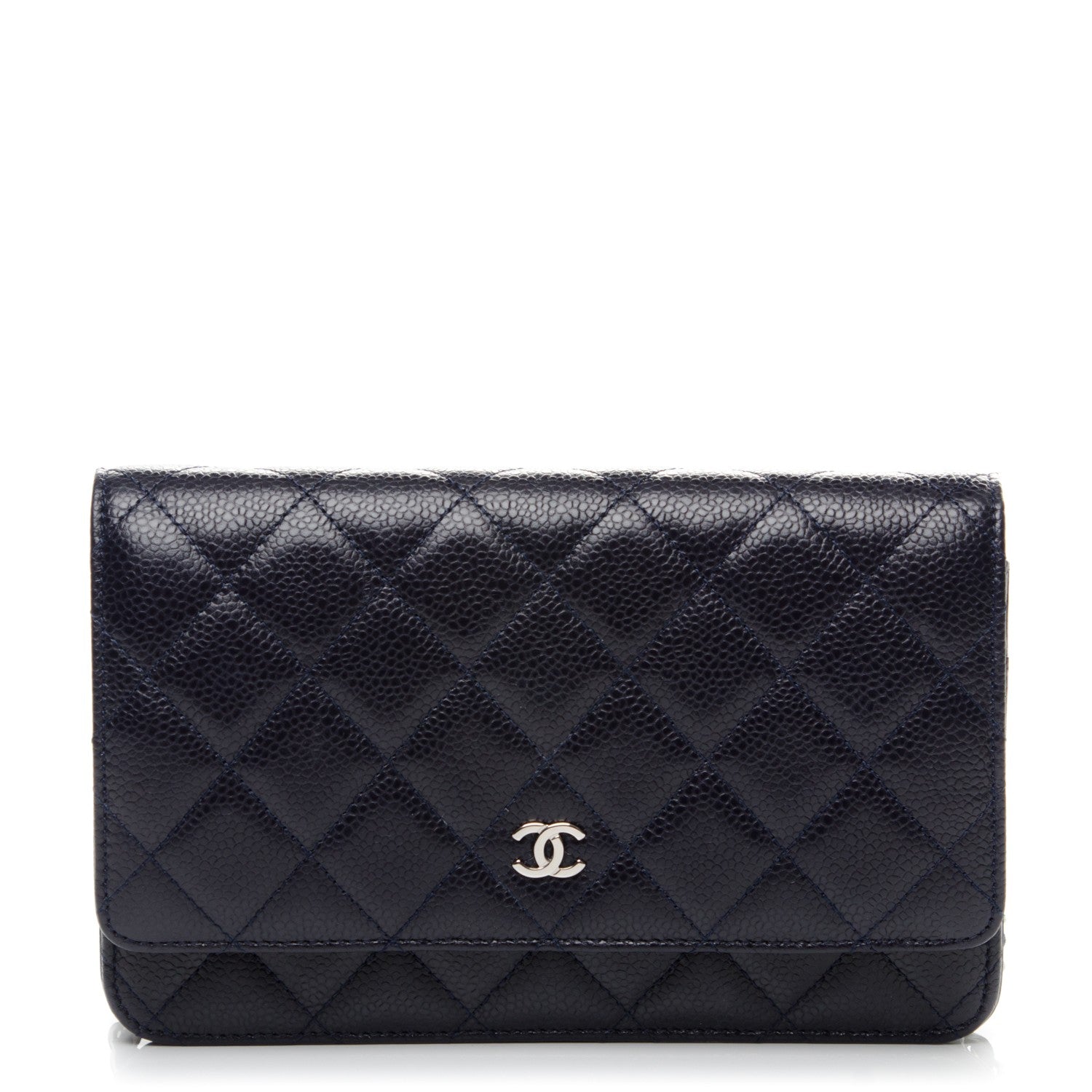 Chanel Caviar Quilted Wallet On Chain WOC Navy Blue 1 of 8