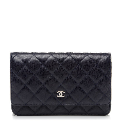 Chanel Caviar Quilted Wallet On Chain WOC Navy Blue 1 of 8