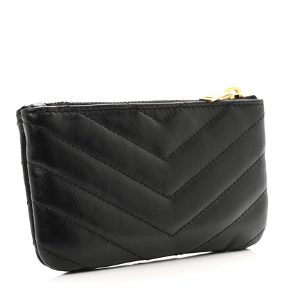 Saint Laurent Calfskin Matelasse Monogram Key Pouch Black 3 of 7