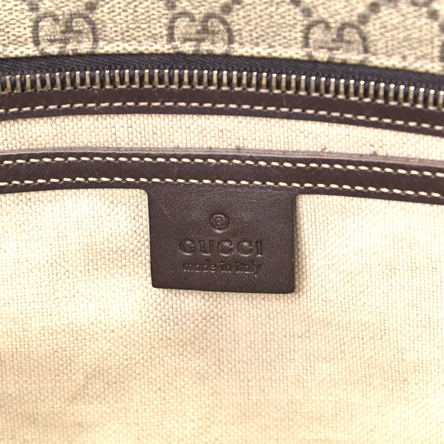 Gucci GG Supreme Monogram Medium Zippered Shopping Tote Dark Brown 5 of 5