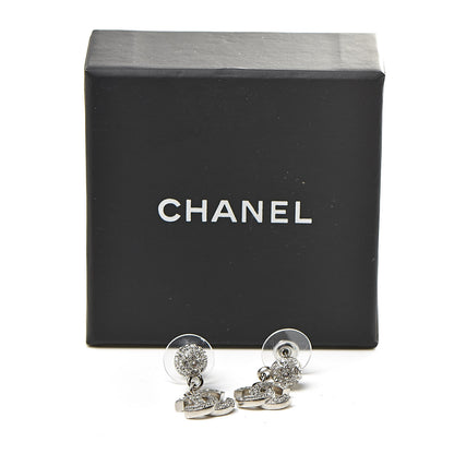 Chanel Crystal CC Drop Earrings Silver 5 of 5