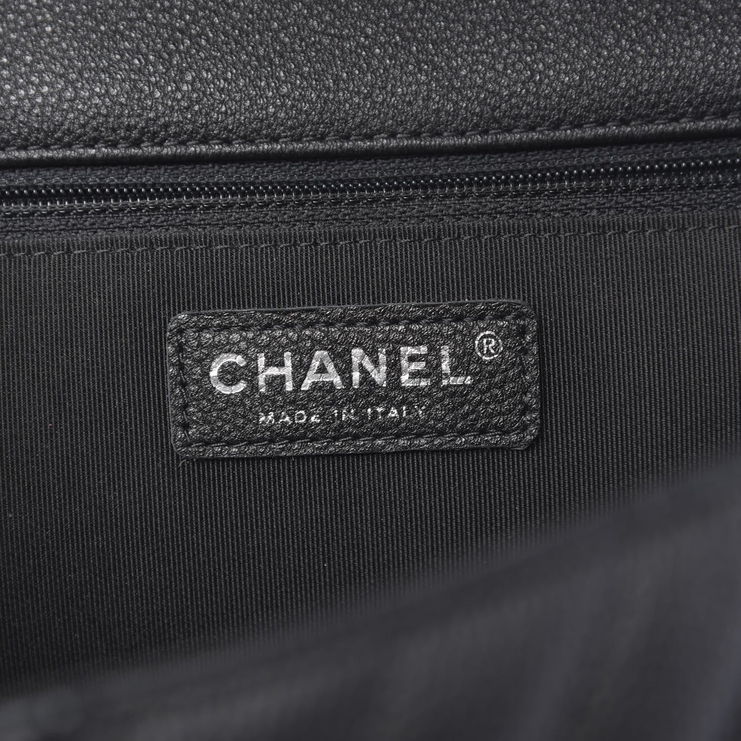 Caviar Chevron Quilted Large Puffy CC Flap Black