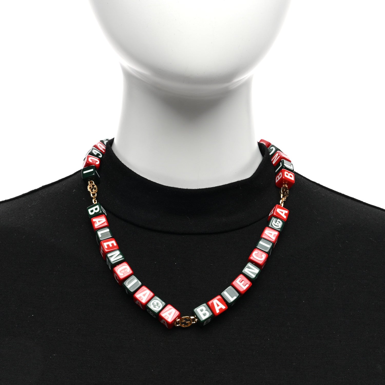 Gucci X BALENCIAGA Resin Symbols Necklace Green Red 2 of 5