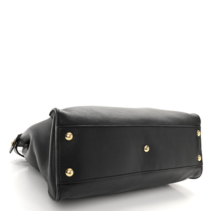 Fendi Vitello Seta Shiny Nappa Medium Peekaboo Iconic Satchel Black 4 of 10