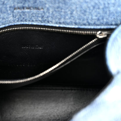 Balenciaga Nappa Denim Printed Small Hourglass Top Handle Bag Denim Blue 7 of 11