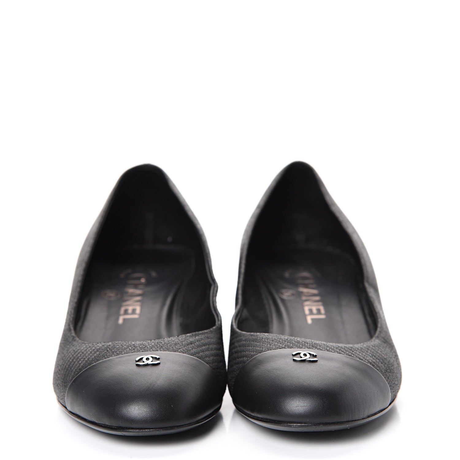Chanel Embossed Lambskin CC Cap Toe Pump 36 Black 2 of 11