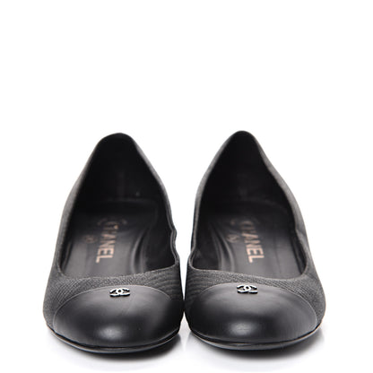 Chanel Embossed Lambskin CC Cap Toe Pump 36 Black 2 of 11