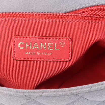 Chanel Wool Felt Grosgrain Quilted Medium CC Eyelet Flap Grey 8 of 10