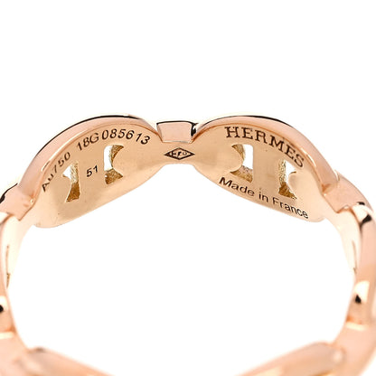 Hermes 18K Rose Gold PM Chaine d'Ancre Enchainee Ring 51 5.75 4 of 5