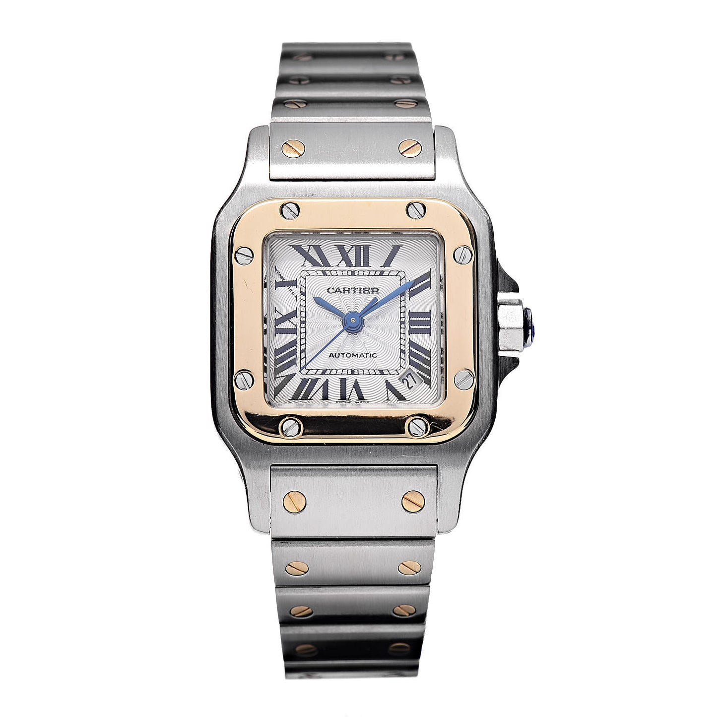 Stainless Steel 18K Yellow Gold 24mm Santos De Cartier Galbee Automatic Watch