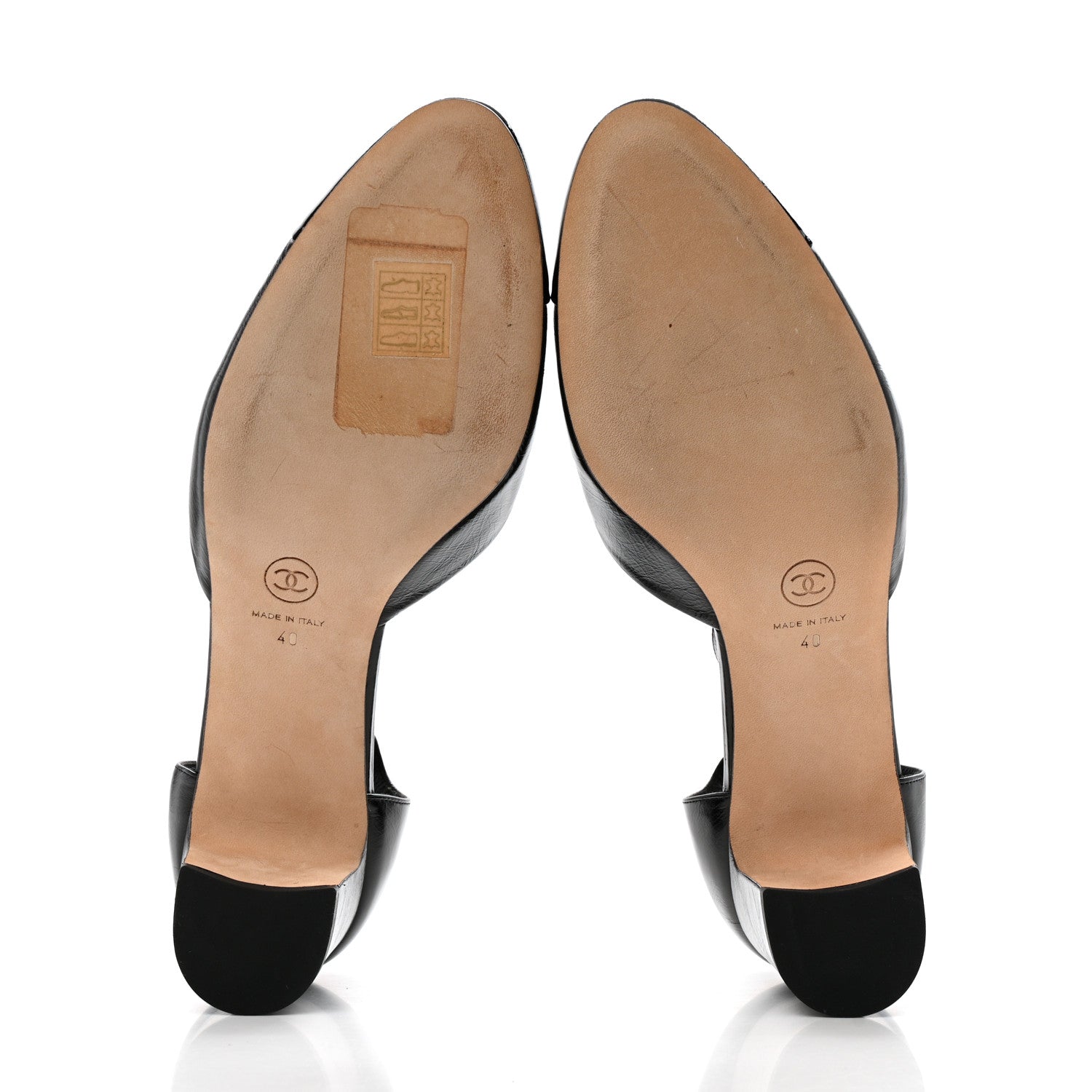 Chanel Patent Calfskin Cap Toe CC Slingback Pumps 40 Black 6 of 10