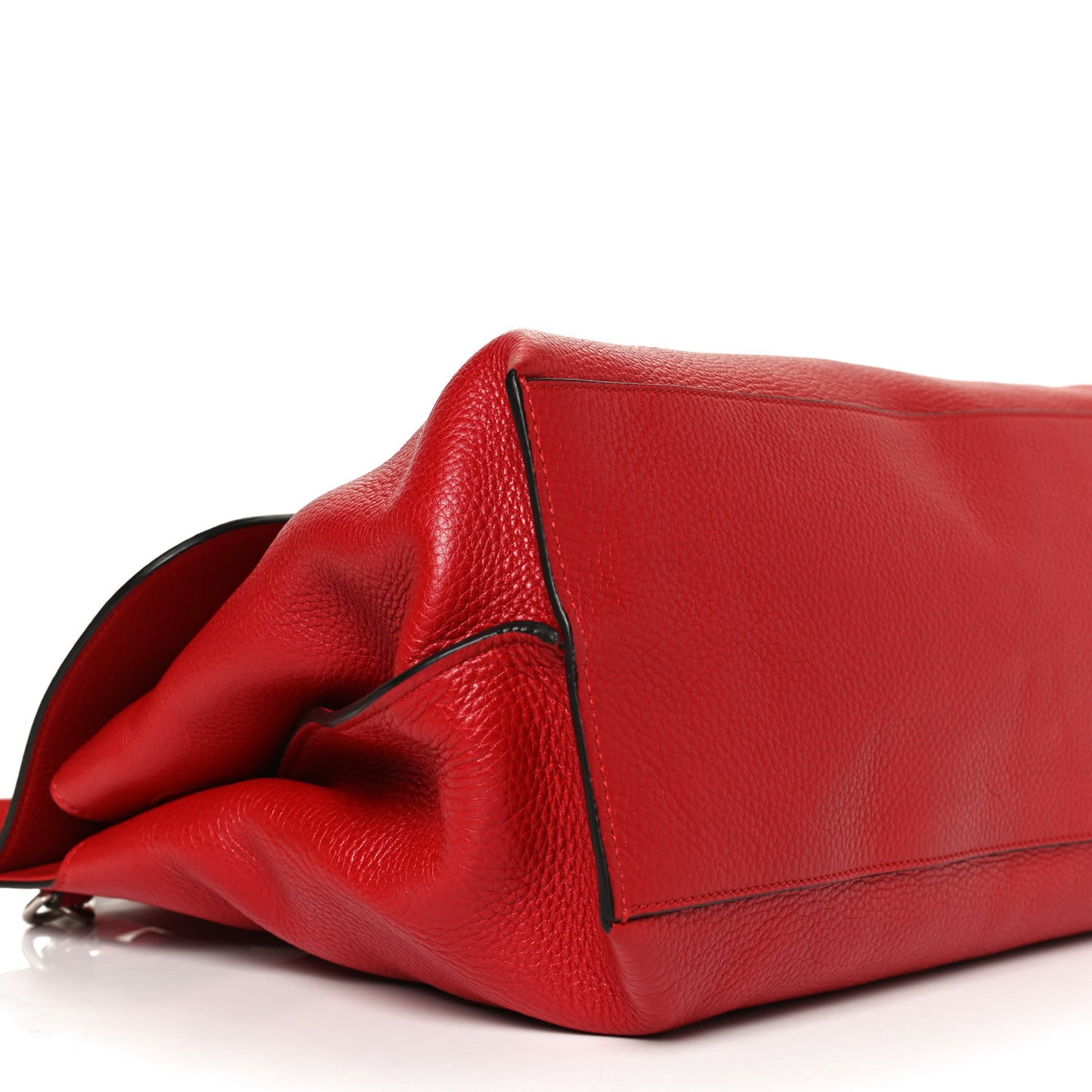 Pebbled Calfskin Large Bamboo Daily Top Handle Bag Red