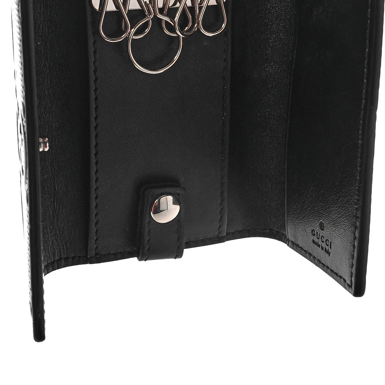 Gucci Calfskin GG Tennis Embossed 6 Key Holder Case Black 5 of 8