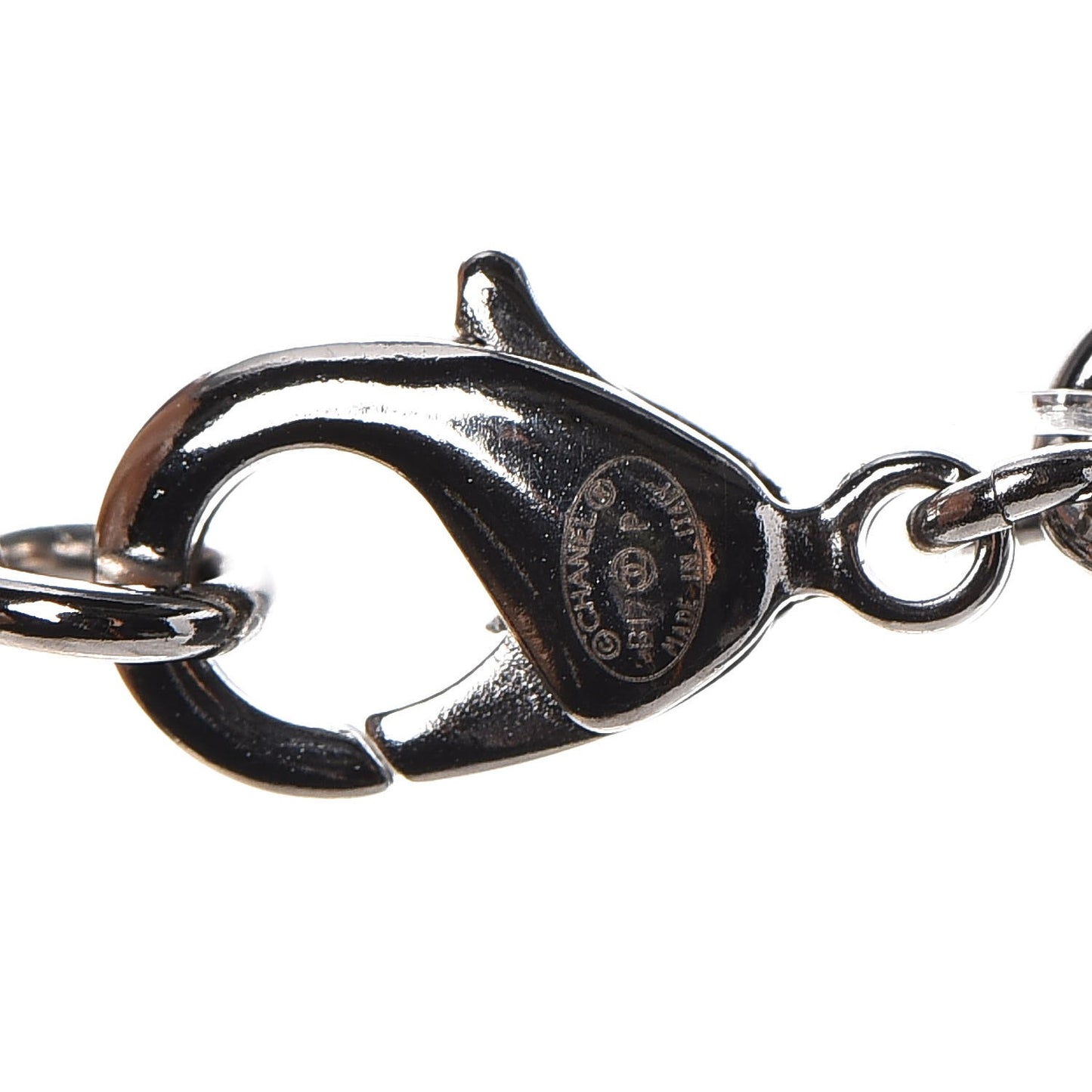 Crystal CC Bow Necklace Silver Black