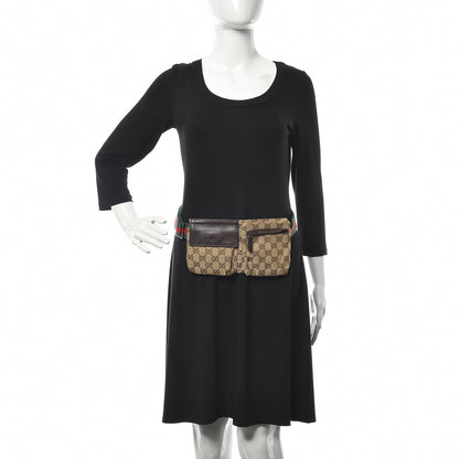 Gucci GG Monogram Web Double Pocket Belt Bag Dark Brown 2 of 14