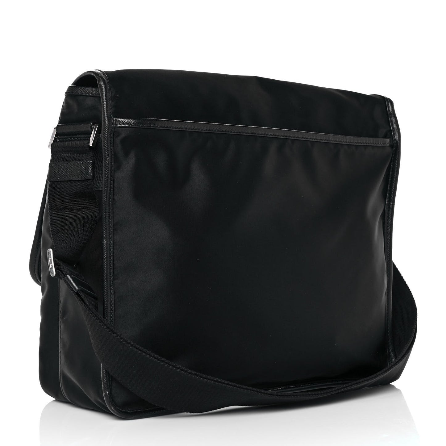 Tessuto Nylon Saffiano Logo Messenger Bag Black