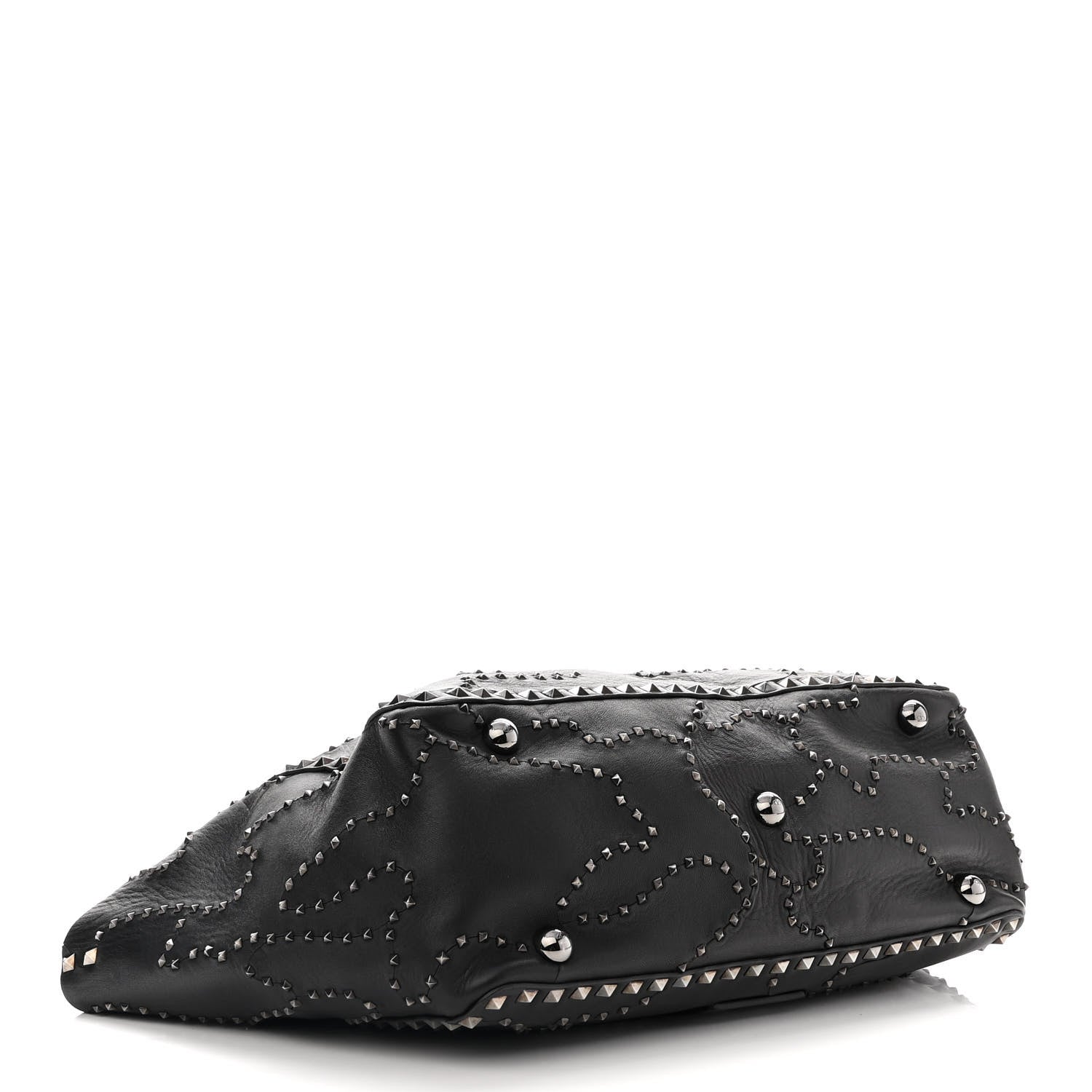 Valentino Garavani Vitello Studded Medium Rockstud Tote Black 4 of 11