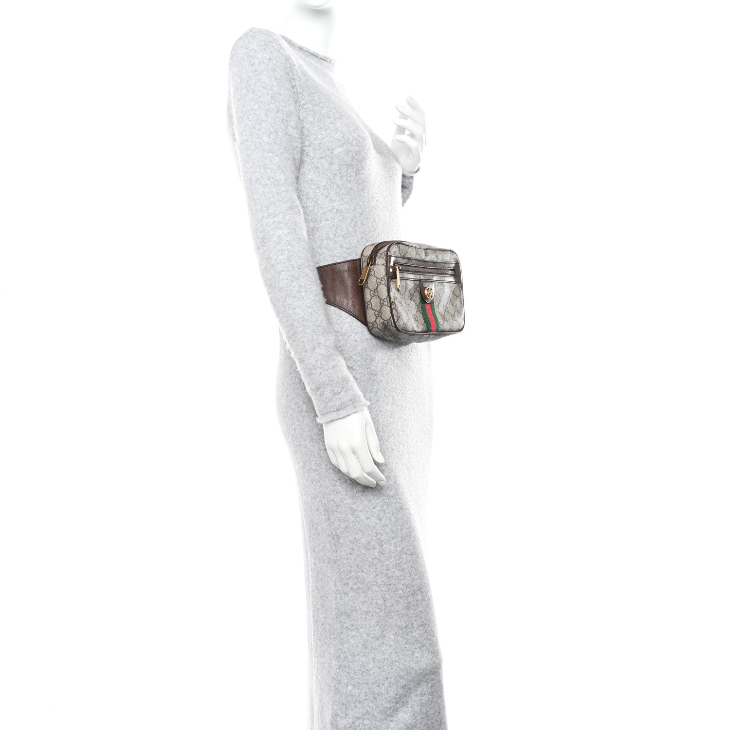 Gucci Soft GG Supreme Monogram Medium Ophidia Belt Bag Dark Brown 2 of 11