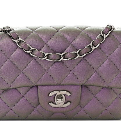 Chanel Iridescent Lambskin Quilted Mini Rectangular Flap Dark Purple 8 of 10